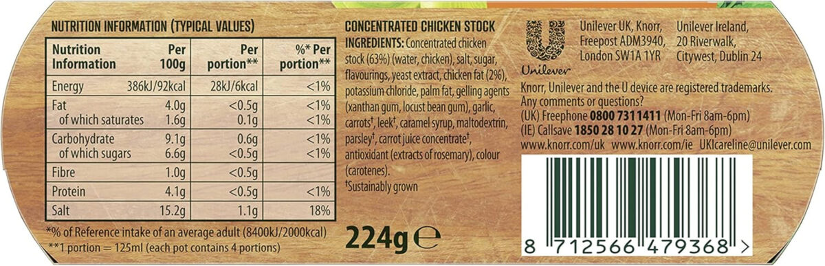Knorr Chicken Stock Pots Gluten-Free to Add a Rich Chicken Flavour to Your Dishes 8X 28 G