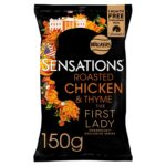 Sensations Roast Chicken and Thyme Thick Cut Premium Potato Crisps, Sharing Bag,150 G (Pack of 1)