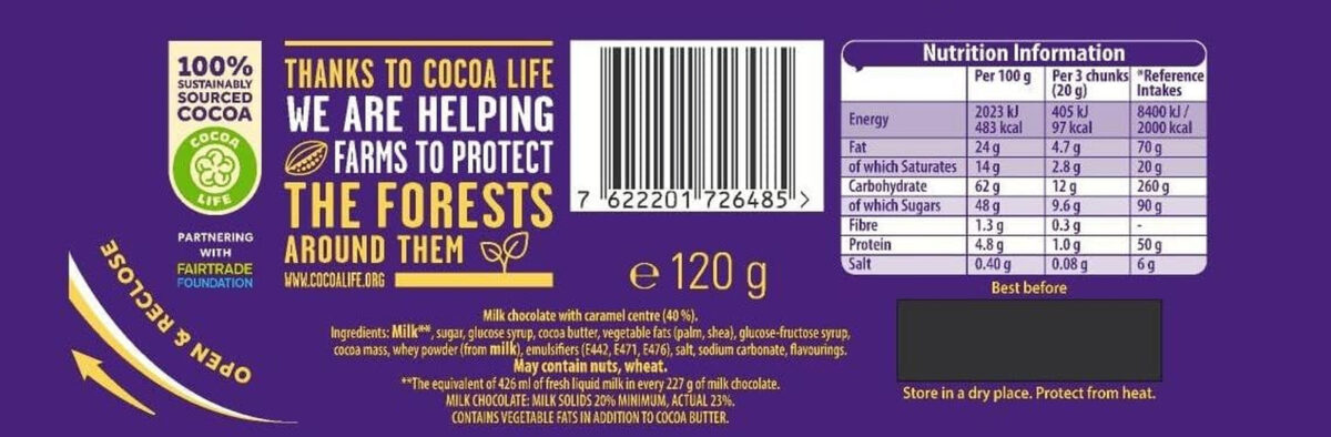 Cadbury Dairy Milk Caramel Chocolate Bar, 120 G