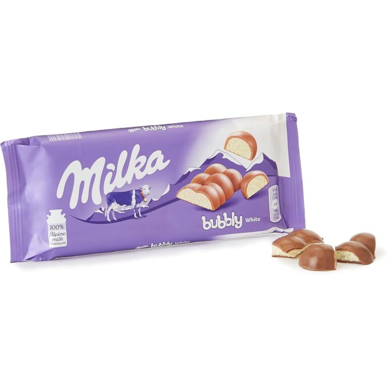 Milka Bubbly Chocolate Bar, White Chocolate Bubbly Texture with Milk Chocolate Coating, 95G