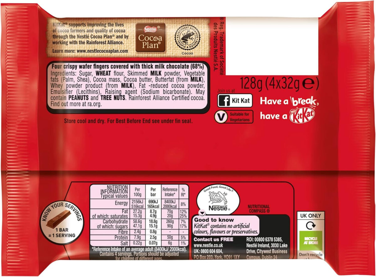 Kitkat Chunky Milk Chocolate Bar, 4 X 32G