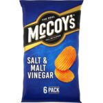 Mccoy'S SALT & MALT VINEGAR Multipack Crisps 6 Pack Bag - Fully Loaded with Flavour, Iconic Ridged Crisp, Unmistakable Crunch