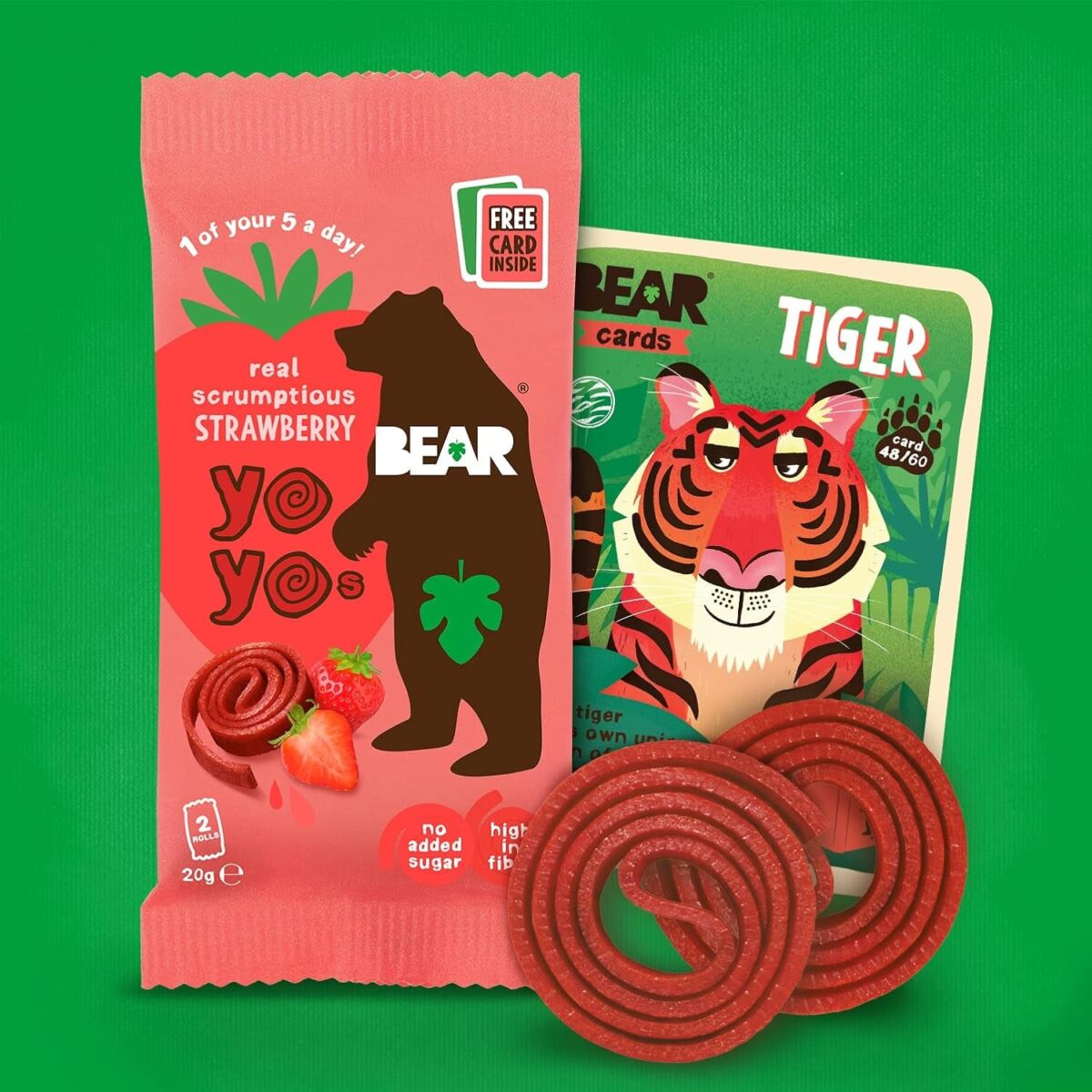 BEAR Strawberry Yoyos - Dried Fruit Rolls - Healthy - Vegan - 20G (9 Packs)