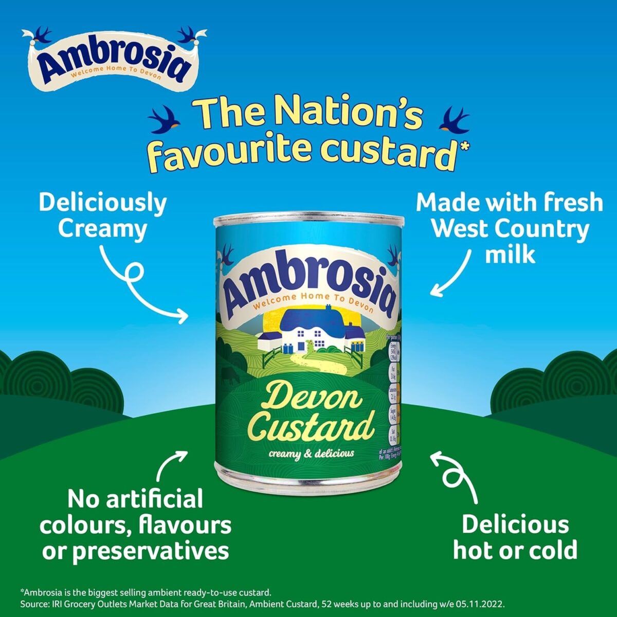 Ambrosia Devon Ready-To-Eat Original Custard Can 400 G (Pack of 1)