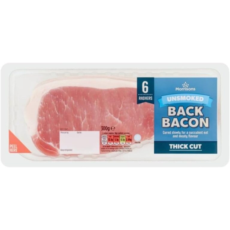 Morrisons Unsmoked Thick Back Bacon 6 Rashers 300G
