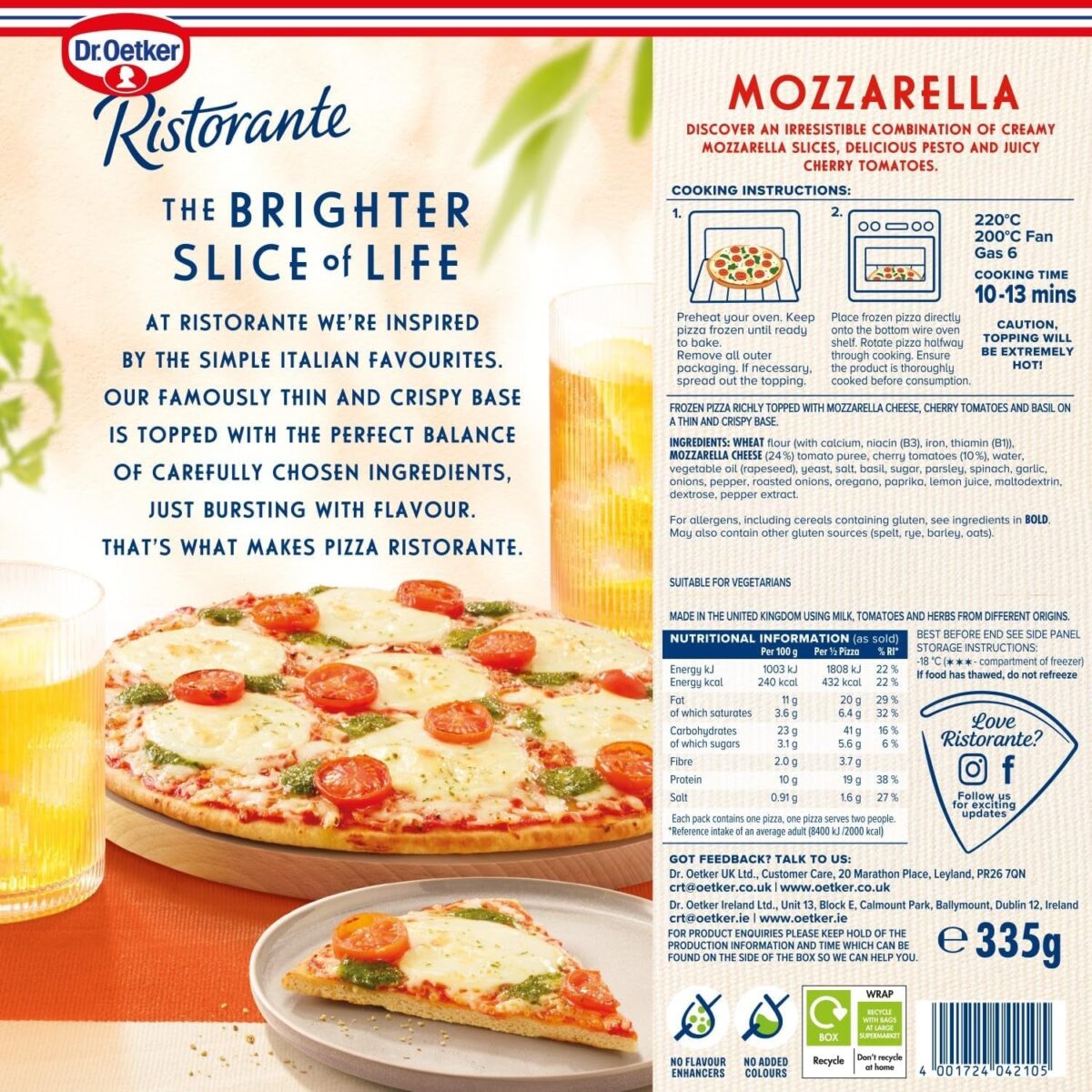 Dr. Oetker Ristorante Mozzarella Cheese Pizza, 335G (Frozen) - Packaging May Vary