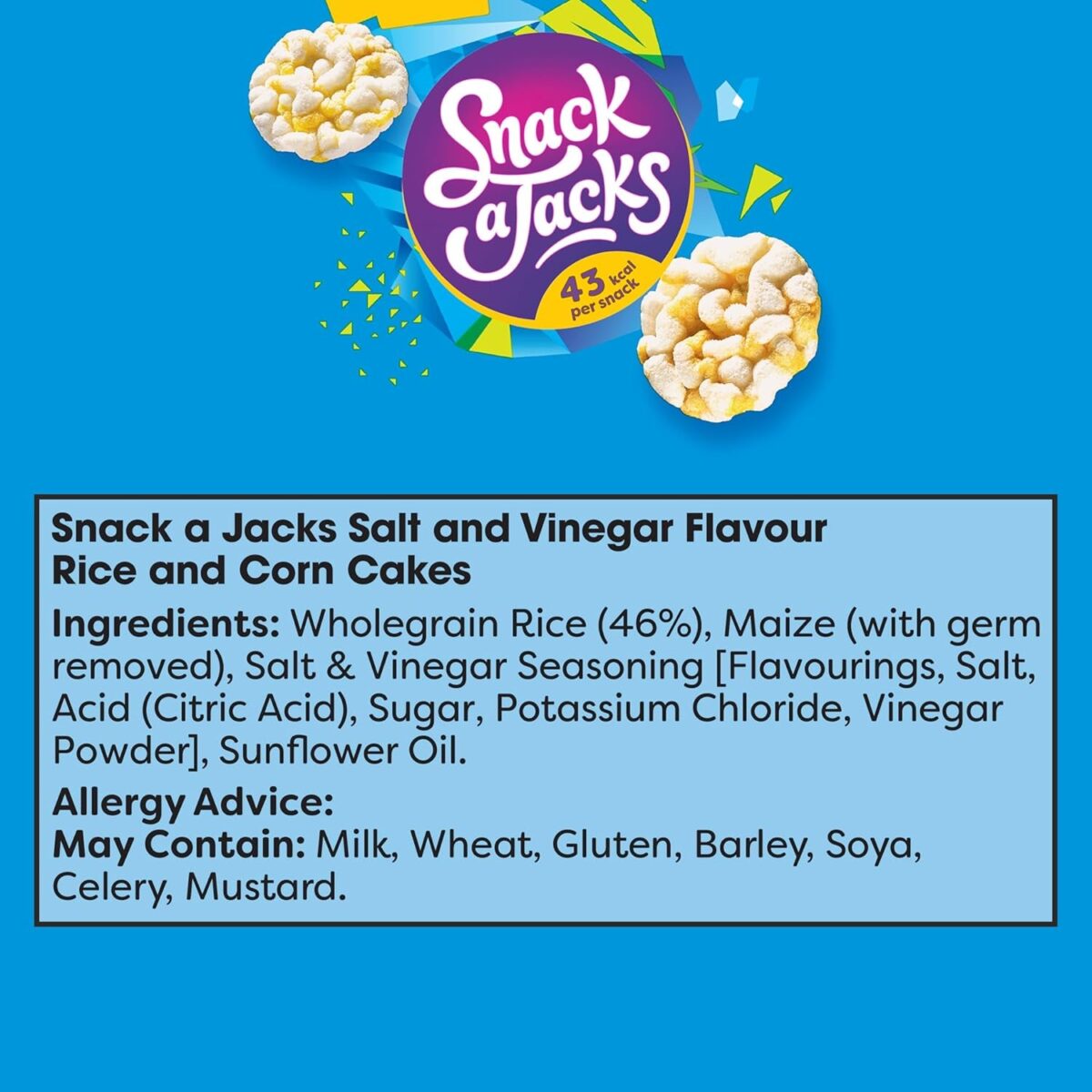 Snack a Jacks Salt and Vinegar Sharing Rice Cakes Crisps 117 G