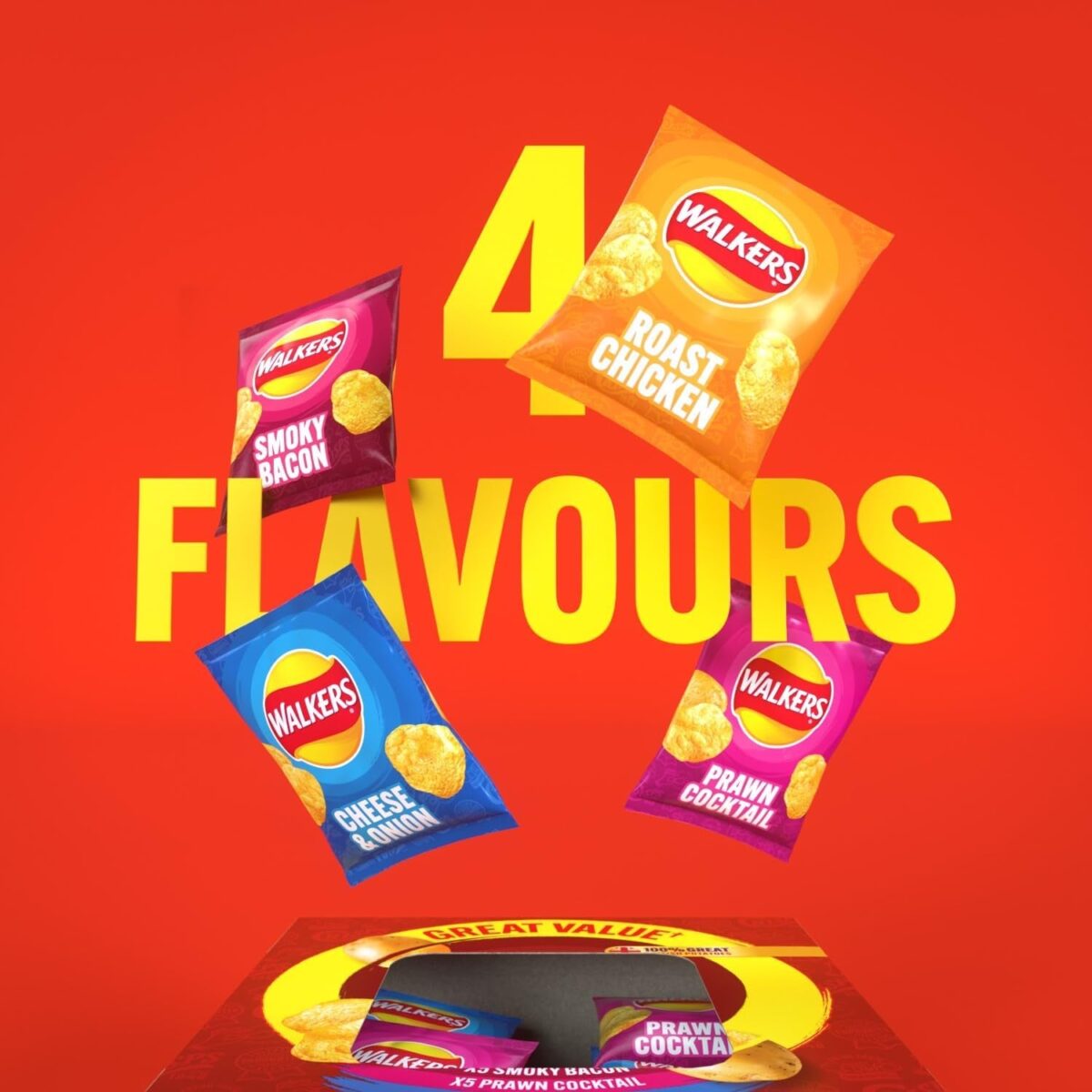 Walkers Meaty Variety Multipack Crisps Box 20X25 G (Packaging May Vary)