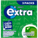 Extra Chewing Gum, Sugar Free, Spearmint Flavour, Pack of 3 X 9 Pieces (Packing May Vary)