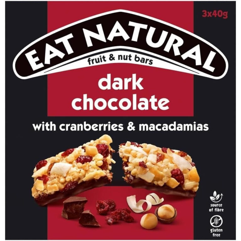 Eat Natural Dark Chocolate with Cranberries & Macadamias Fruit & Nut Bars, 3 X 40 G