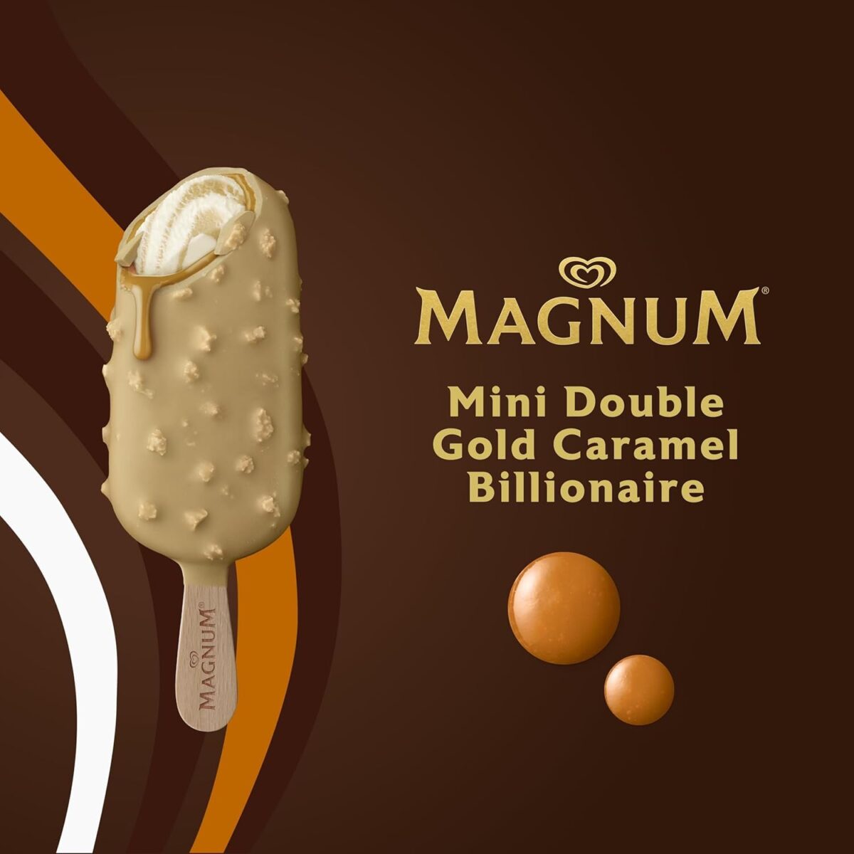 Magnum Mini Double Caramel Almond & Gold Caramel Billionaire with Chocolate Made from Rainforest Alliance Certified Cocoa Ice Cream Sticks for the Perfect Frozen Treat 6X 55 Ml