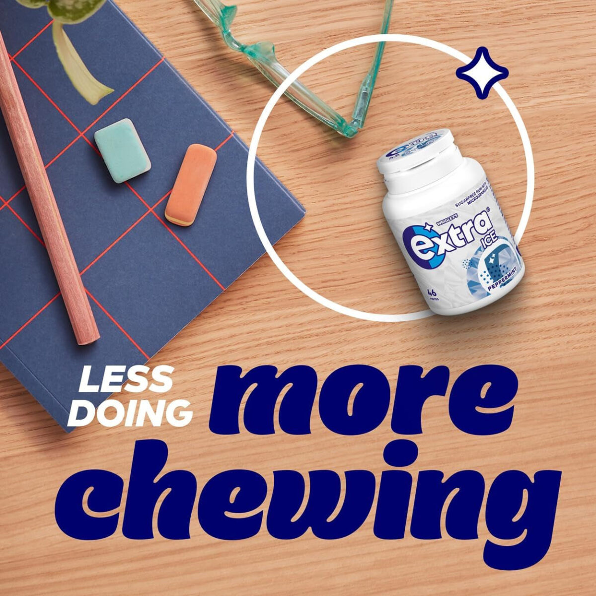 Extra Chewing Gum, Sugar Free, Ice Peppermint Flavour, Chewing Gum 46 Pieces, 64G