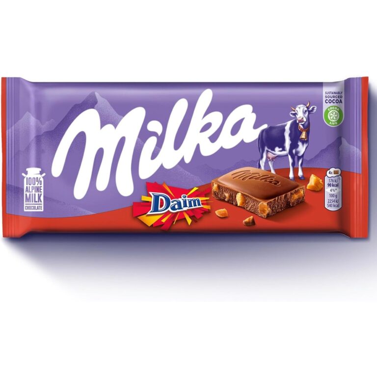 Milka with Daim Chocolate Bar, Alpine Milk Chocolate with Crunchy Daim Pieces, 100G