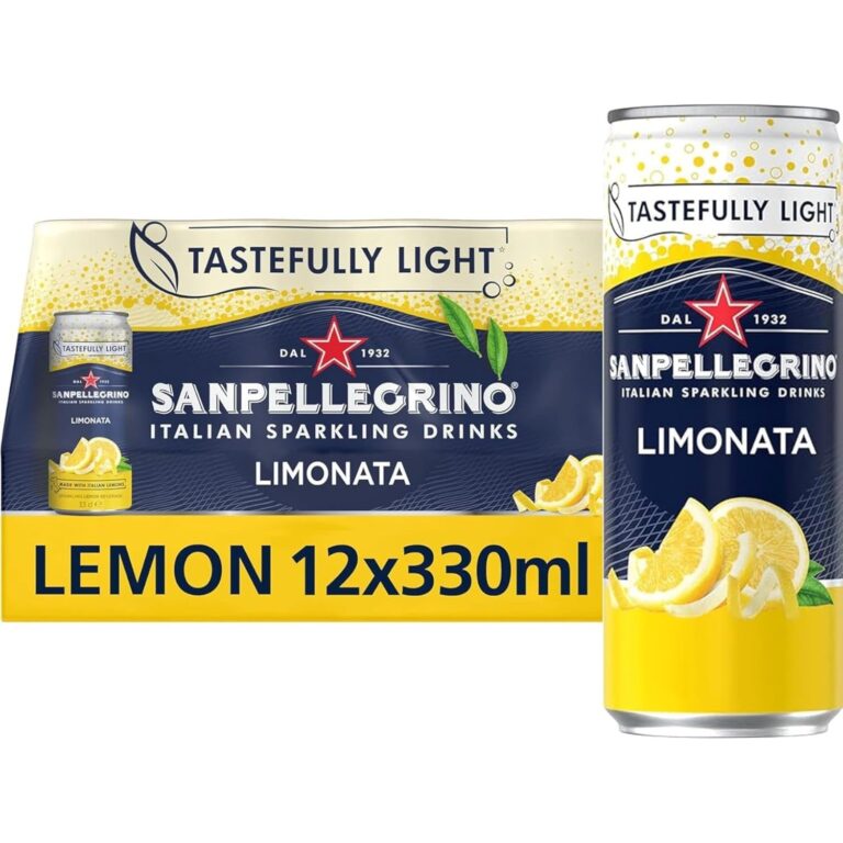 San Pellegrino Italian Sparkling Drinks Tastefully Light Sparkling Lemon Canned Soft Drink 12 X 330Ml | 73K Cals per Can