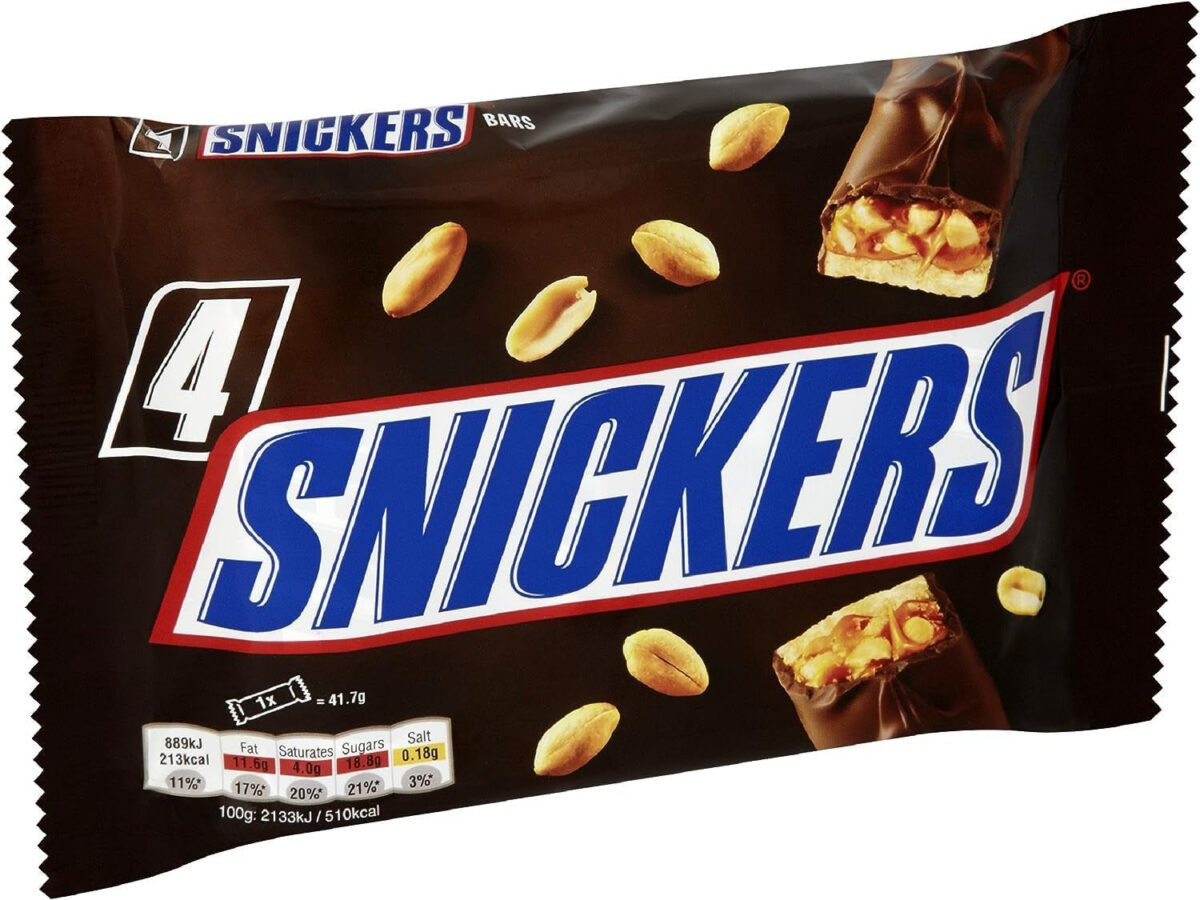 Snickers Chocolate Bars Multipack, Chocolate Gift, Milk Chocolate, Chocolate Multipack, 41.7 G (Pack of 4)
