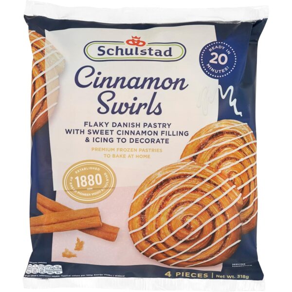 Schulstad Bake at Home Cinnamon Swirls, 4 X 86 G (Frozen)
