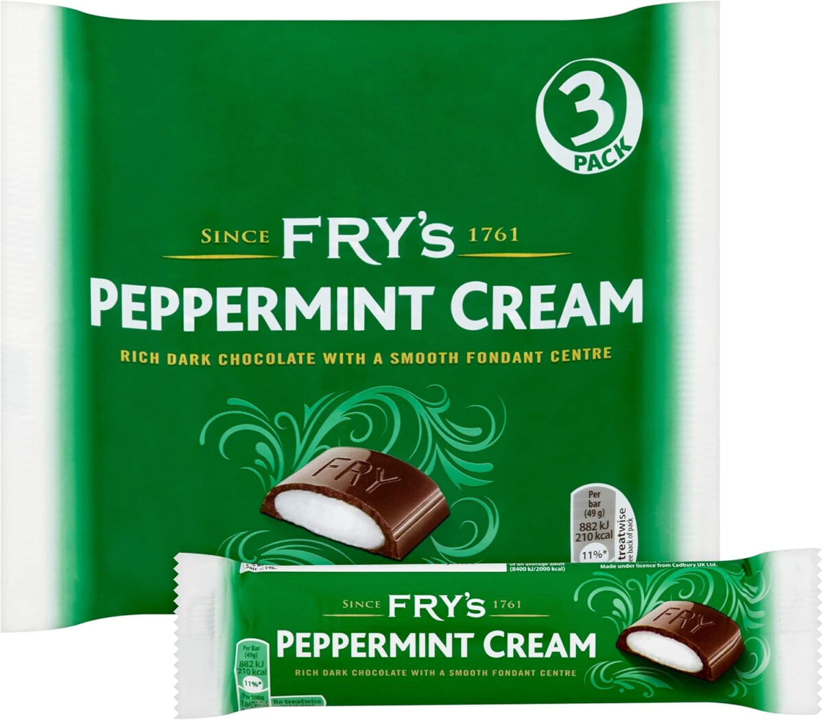 Fry'S Peppermint Cream, 49 G (Pack of 3), White