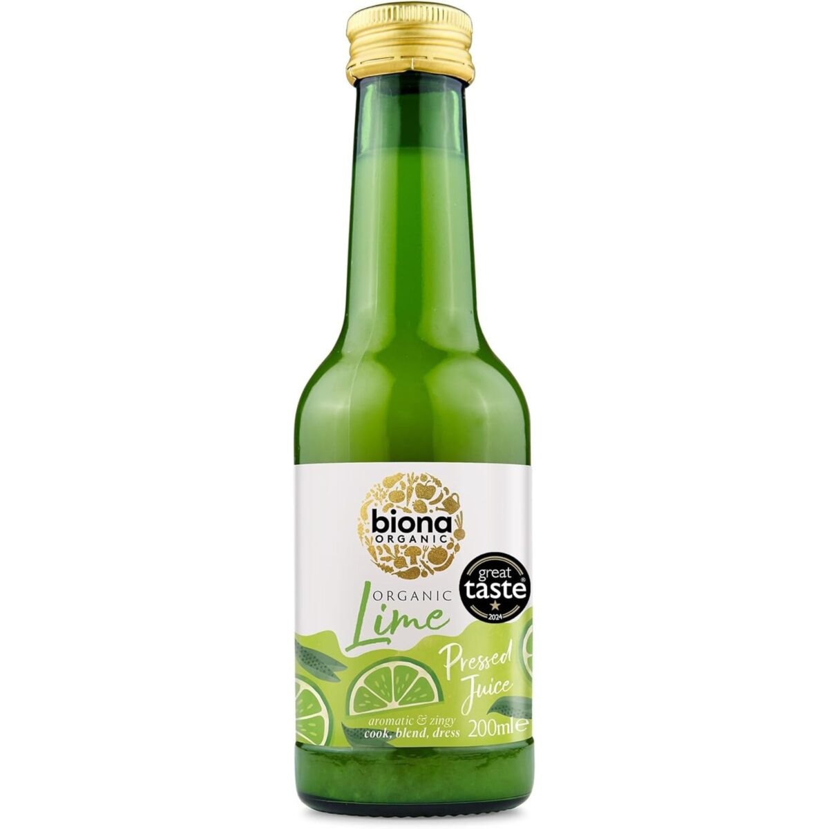Biona Organic Lime Juice 200 Ml - Great Taste Award 2024 Winner - 100% Natural Organic Ingredients - Free from Added Sugar - Not from Concentrate - for Salads, Stir Fries & Mexican Dishes