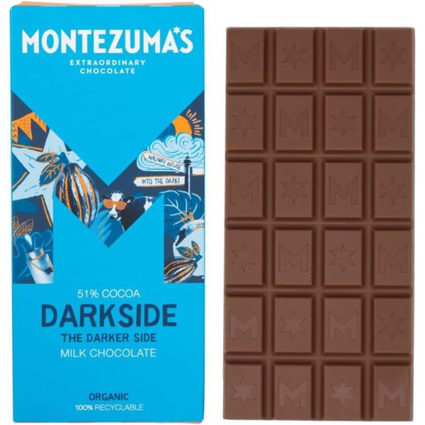 Montezuma'S Darkside, 51% Cocoa, Dark Milk Chocolate, Gluten Free & Organic, 90G Bar