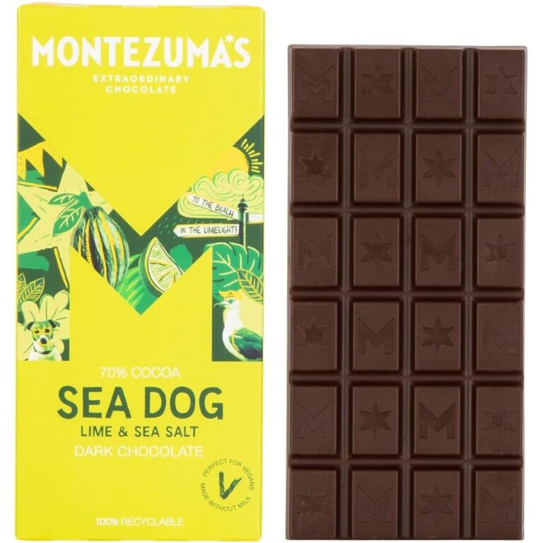 Montezuma'S Sea Dog, 70% Cocoa, Dark Chocolate with Sea Salt & Lime, Gluten Free & Naturally Vegan, 90G Bar