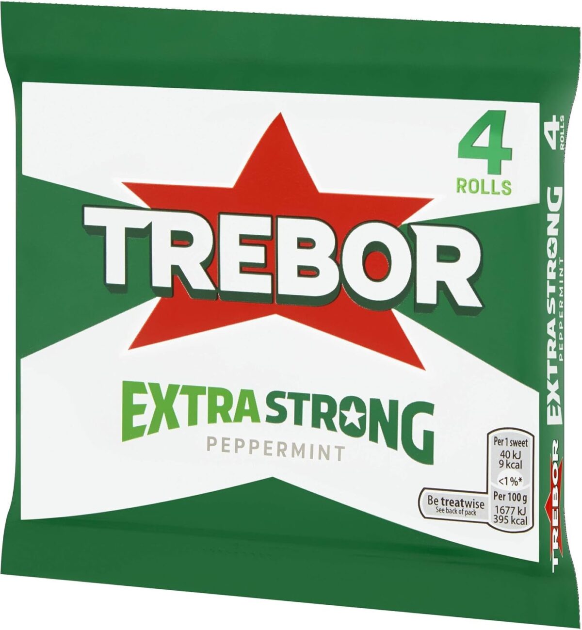 Trebor Extra Strong Peppermint Mints 4 Rolls, 165.2 G