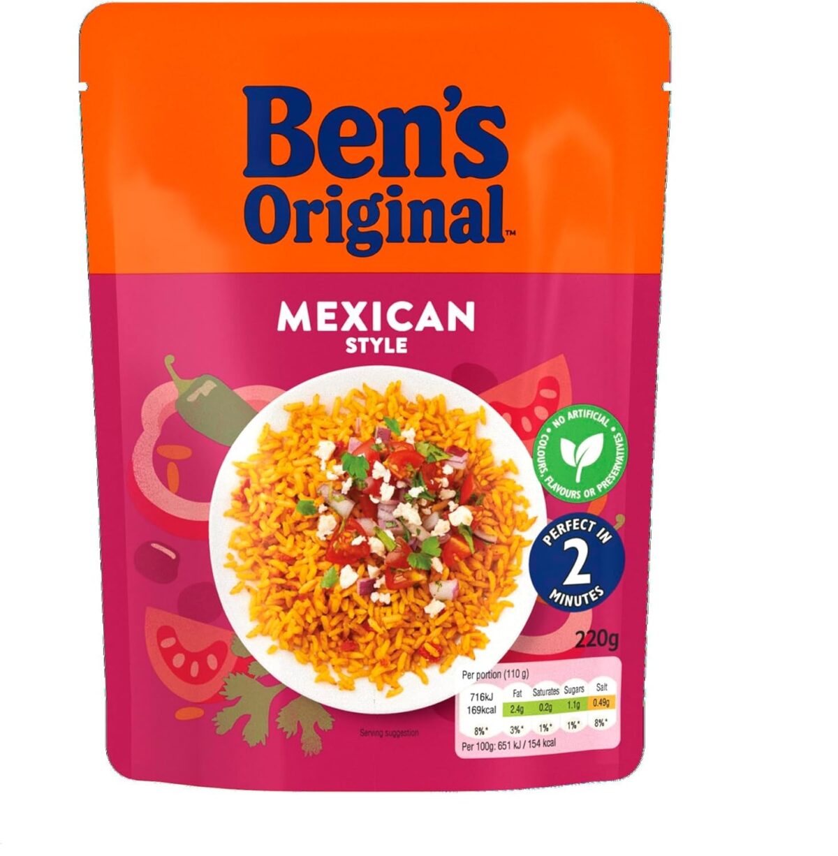 BEN'S ORIGINAL Mexican Style Microwave Rice Pouch 220G - Serves 2