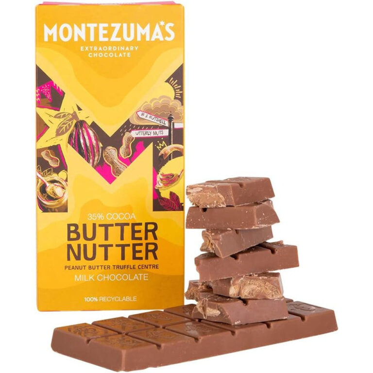 Montezuma'S Butter Nutter, 35% Cocoa, Milk Chocolate with Peanut Butter Truffle Centre, Gluten Free, 90G Bar