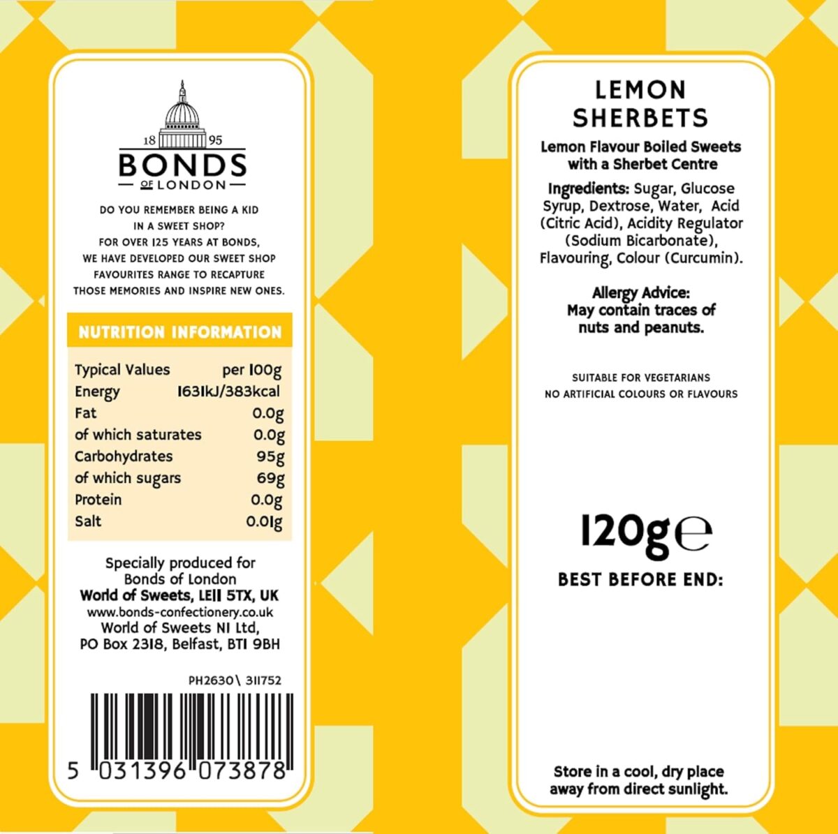 Bonds Lemon Sherbets 120G