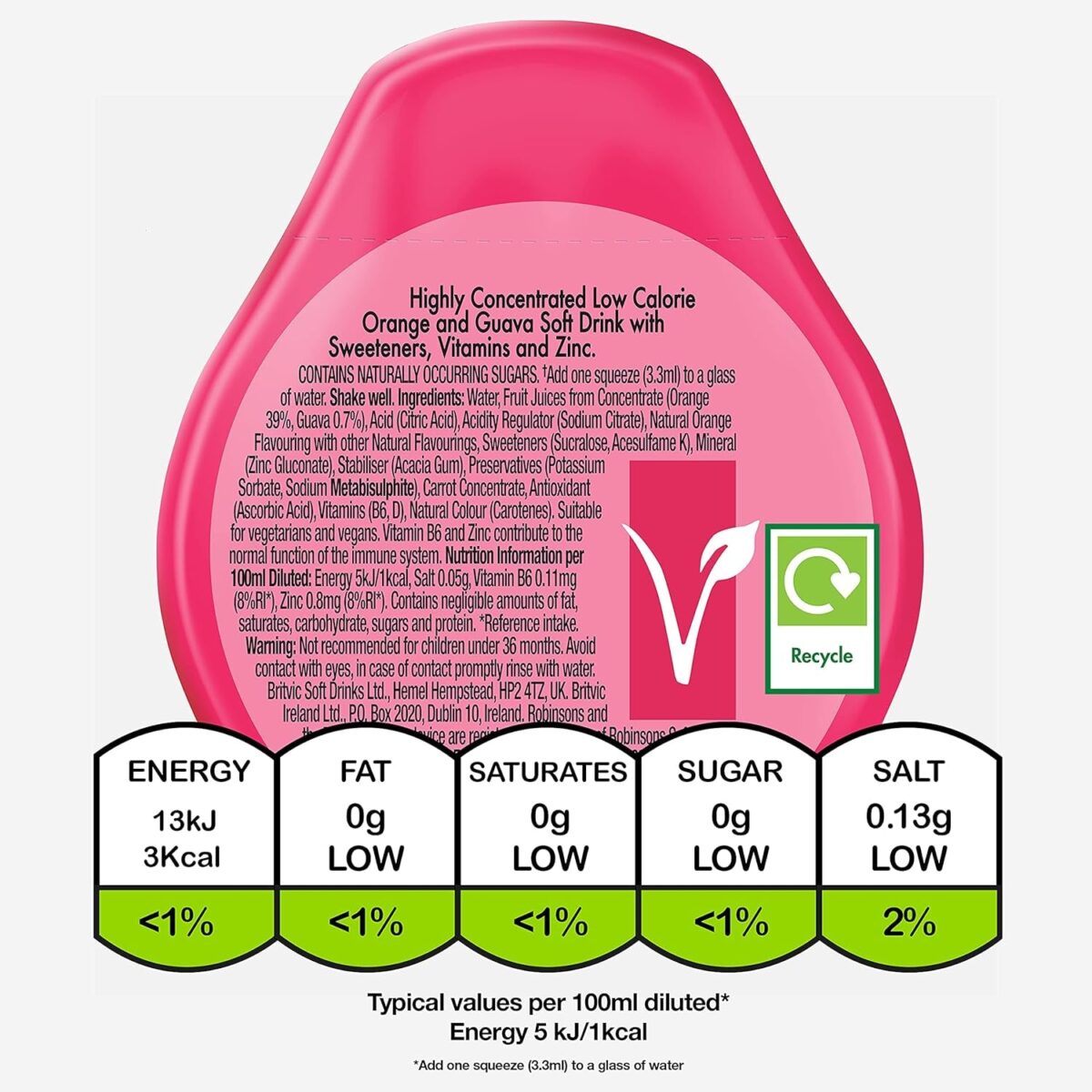 Robinsons Immunity Benefit Drops Orange & Guava, with Vitamin B6 and Zinc - 66Ml