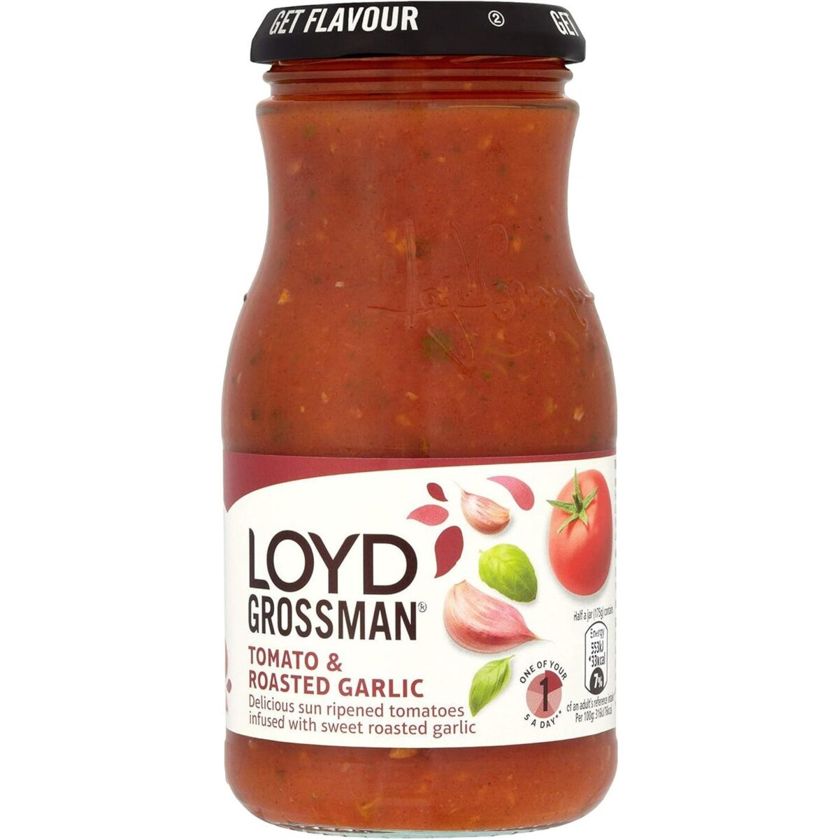 Loyd Grossman Tomato and Roasted Garlic Cooking Sauce, 350 G Jar (Pack of 1)