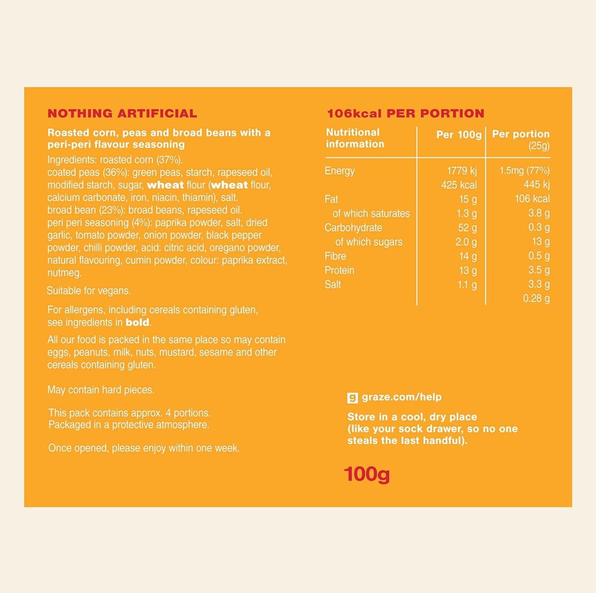 Graze - Peri Peri Crunch Mixed Sharing Snacks, Vegan Friendly 100G