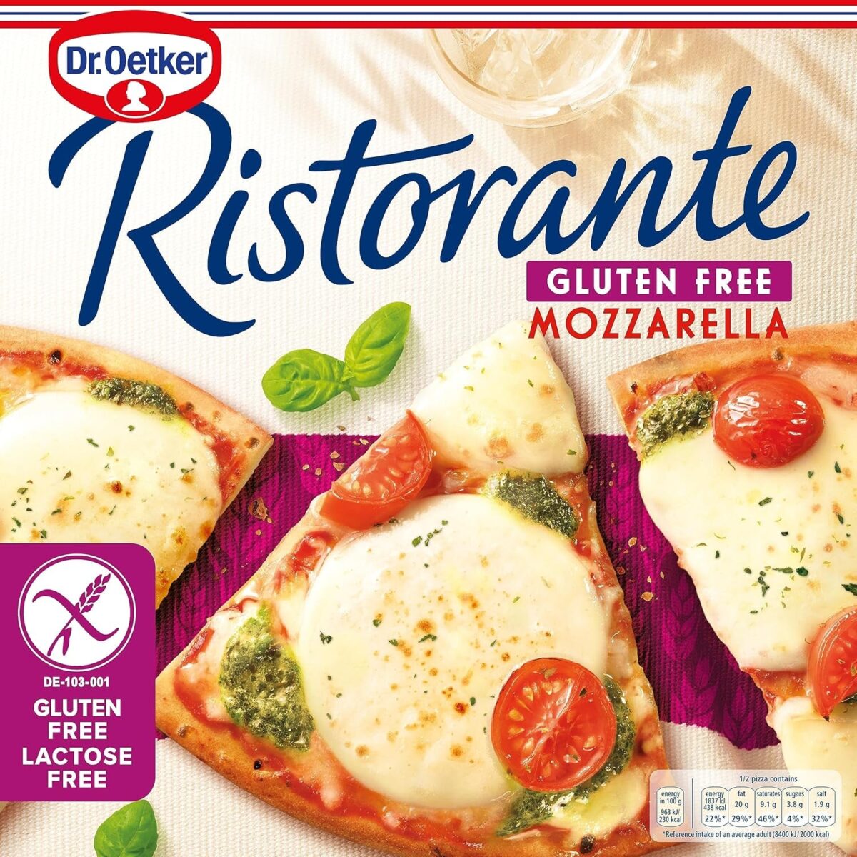 Dr. Oetker Ristorante Gluten Free and Lactose Free Mozzarella Cheese Pizza, 370 G (Frozen) - Packaging May Vary