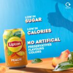 Lipton​ Peach Ice Tea Can 300 Ml​ (Pack of 6), Low Calorie​ Soft Drink​, 100% Black Tea Extract​