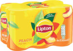 Lipton​ Peach Ice Tea Can 300 Ml​ (Pack of 6), Low Calorie​ Soft Drink​, 100% Black Tea Extract​