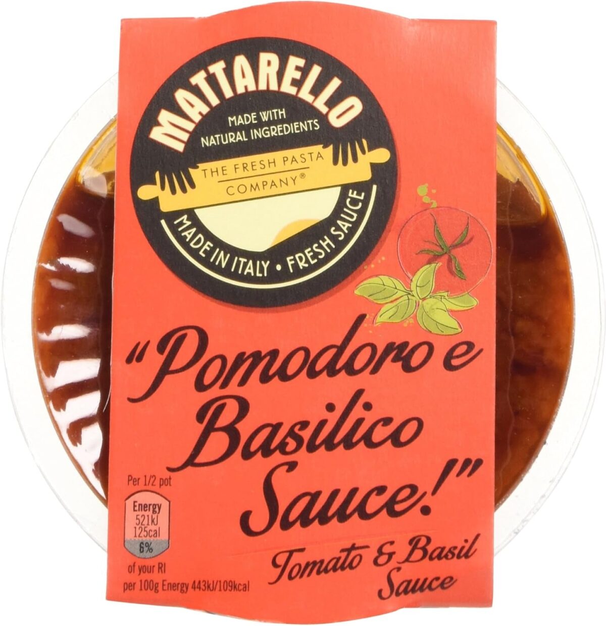 Mattarello by the Fresh Pasta Company Pomodoro and Basilico Sauce 230 G