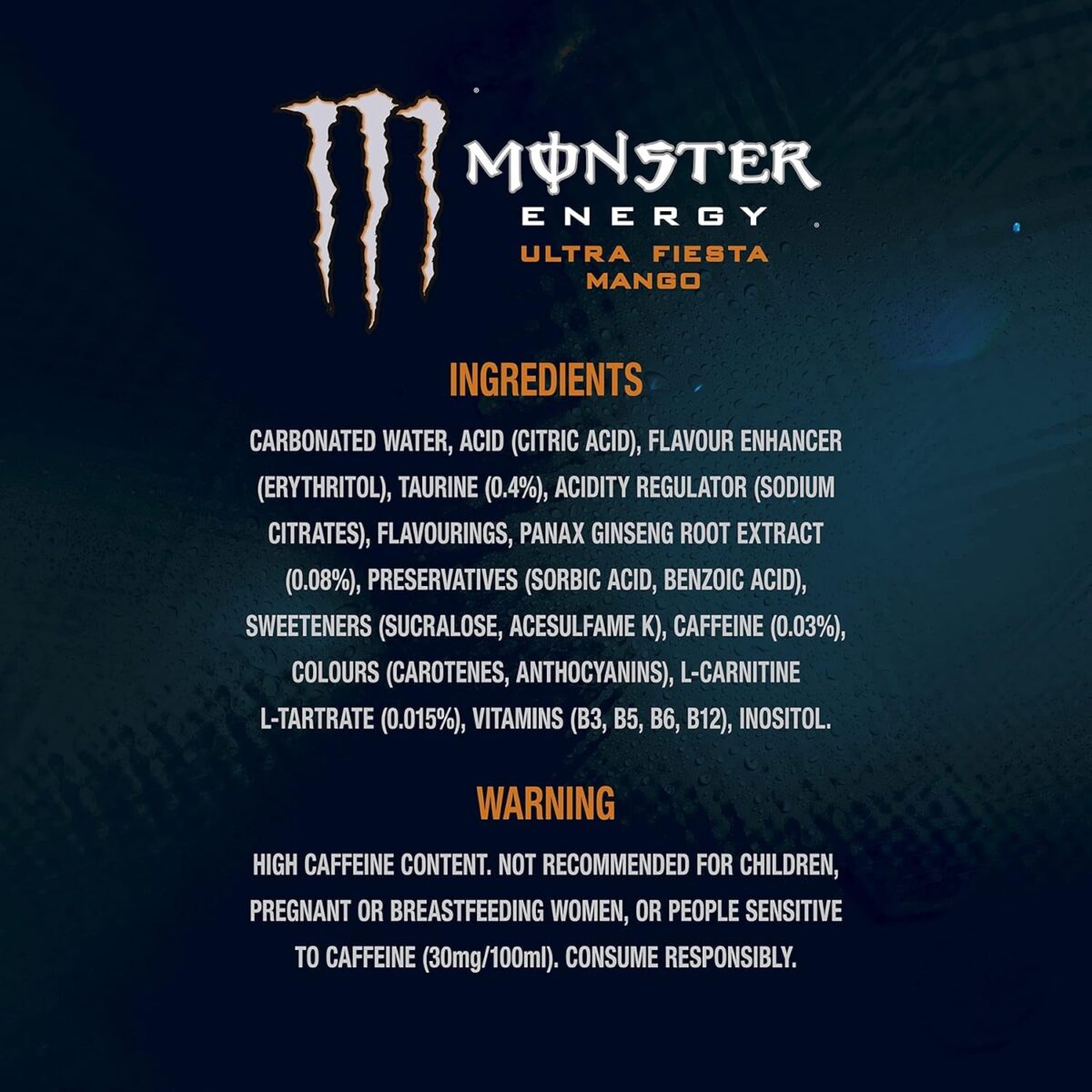 Monster Energy Ultra Fiesta Mango, 4 X 500Ml