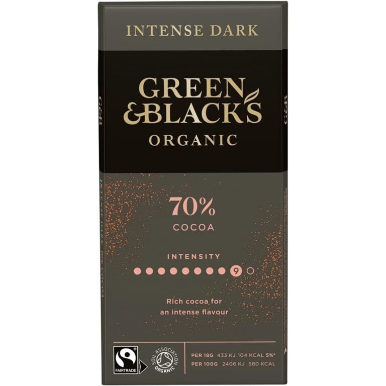 Green & Black'S Organic 70 Percent Dark Chocolate Bar, 90 G