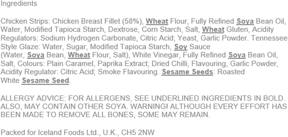 TGI Fridays Sesame Chicken Strips in a Tennessee Style Glaze, 480G (Frozen)
