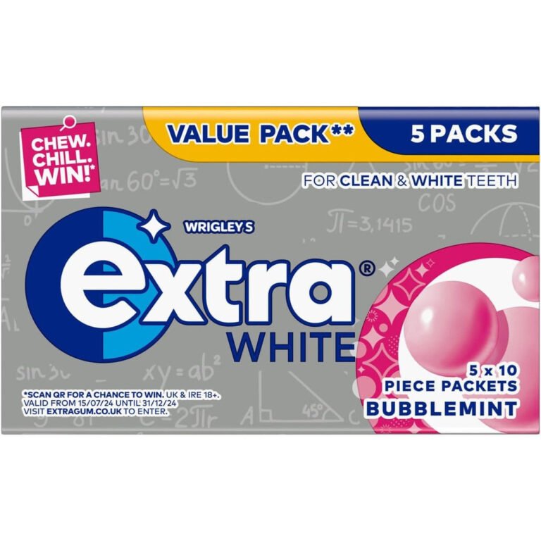 Wrigley'S Extra White Bubblemint, 5 X 10 Pieces