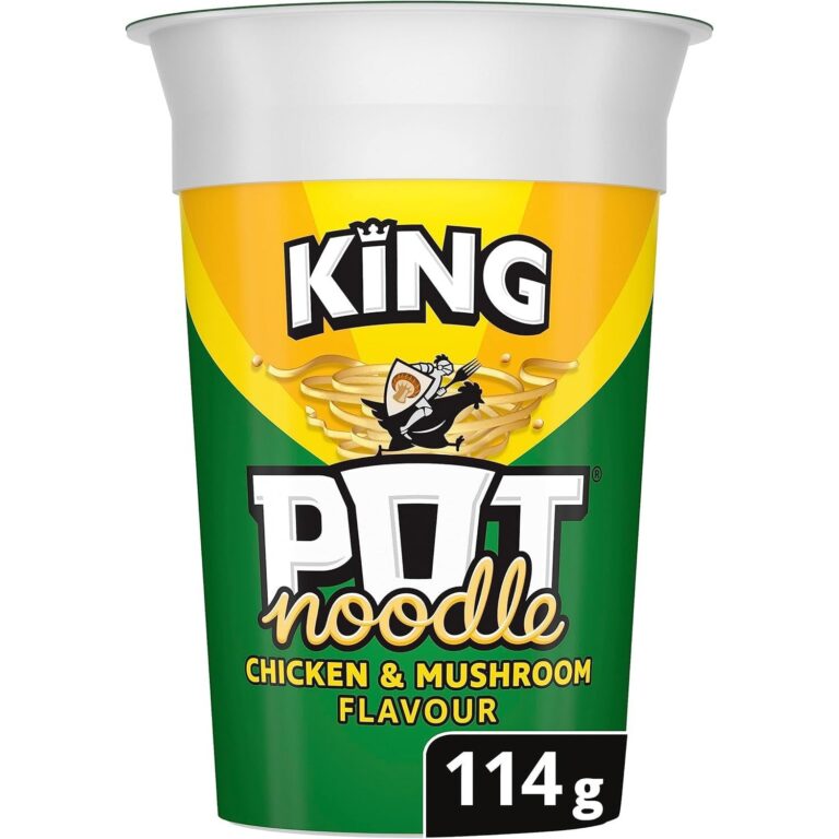 Pot Noodle Chicken & Mushroom King Pot Noodle Instant Vegetarian Snack Quick to Make Noodles 114 G