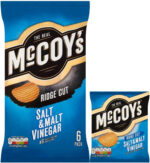 Mccoy'S SALT & MALT VINEGAR Multipack Crisps 6 Pack Bag - Fully Loaded with Flavour, Iconic Ridged Crisp, Unmistakable Crunch