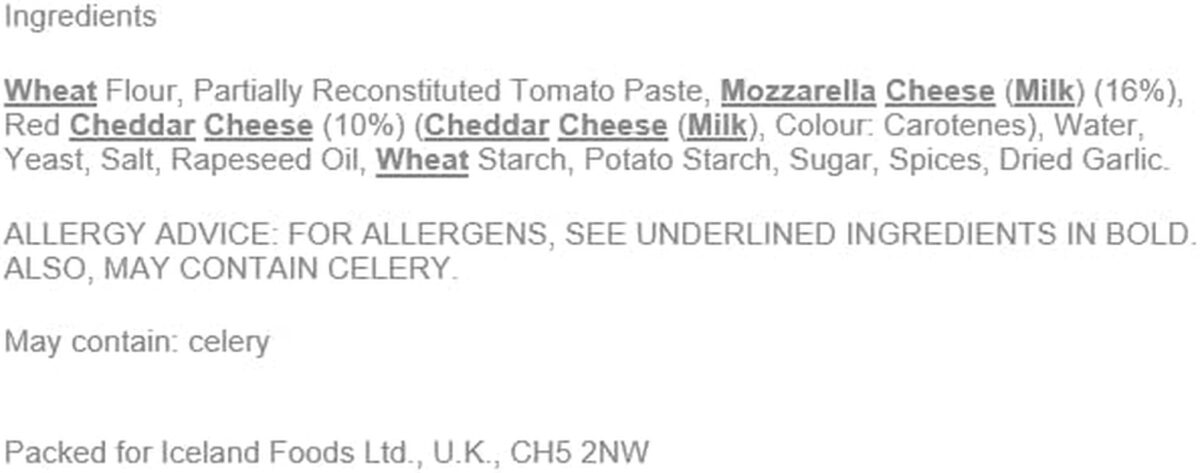 Iceland 2 Pizza Subs Cheese and Tomato 270G (Frozen)