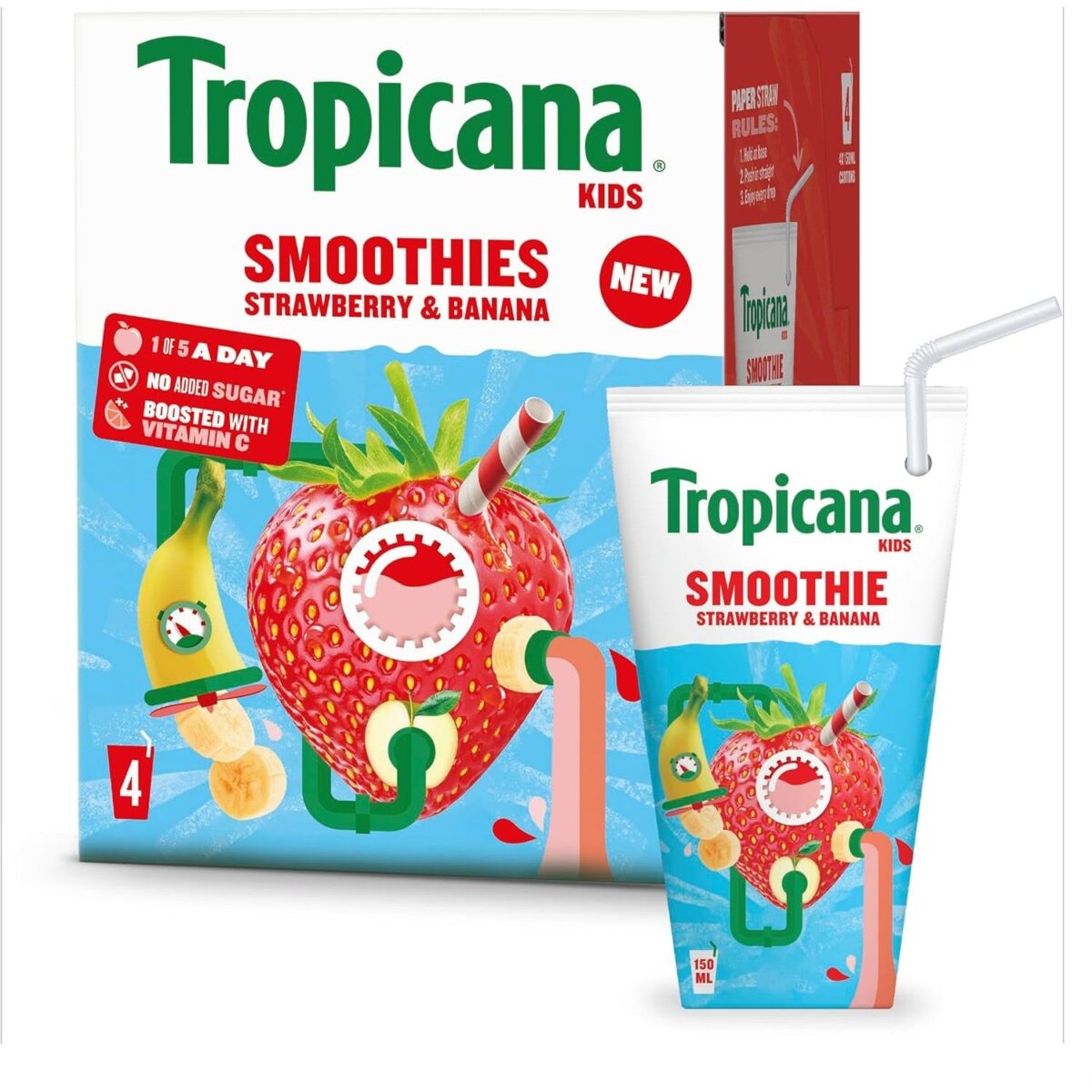 Tropicana Kids Strawberry & Banana Smoothie 4X150Ml​