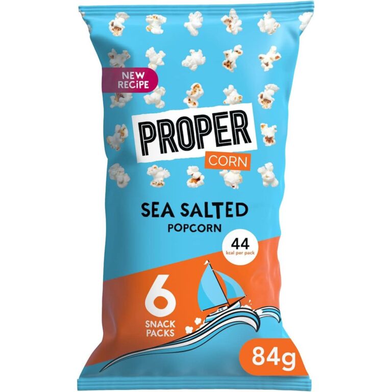 PROPER Propercorn Lightly Sea Salted Popcorn, 6 X 10G Lightly-Salted 60 Gram (Pack of 6)