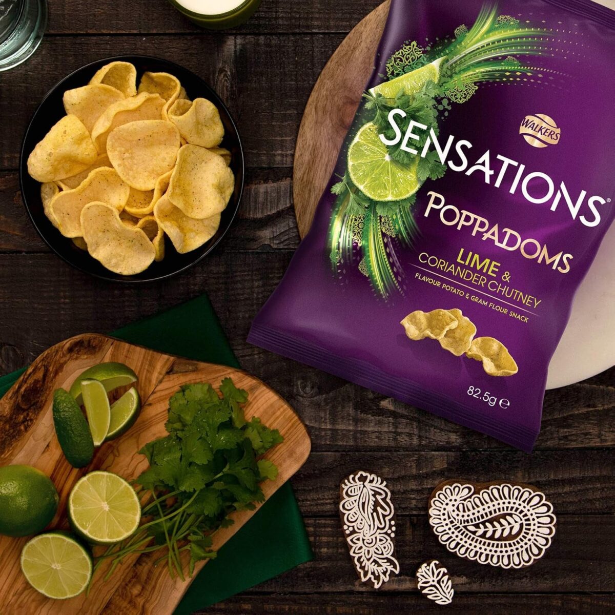 Walkers Sensations Lime and Coriander Poppadoms, 82.5G