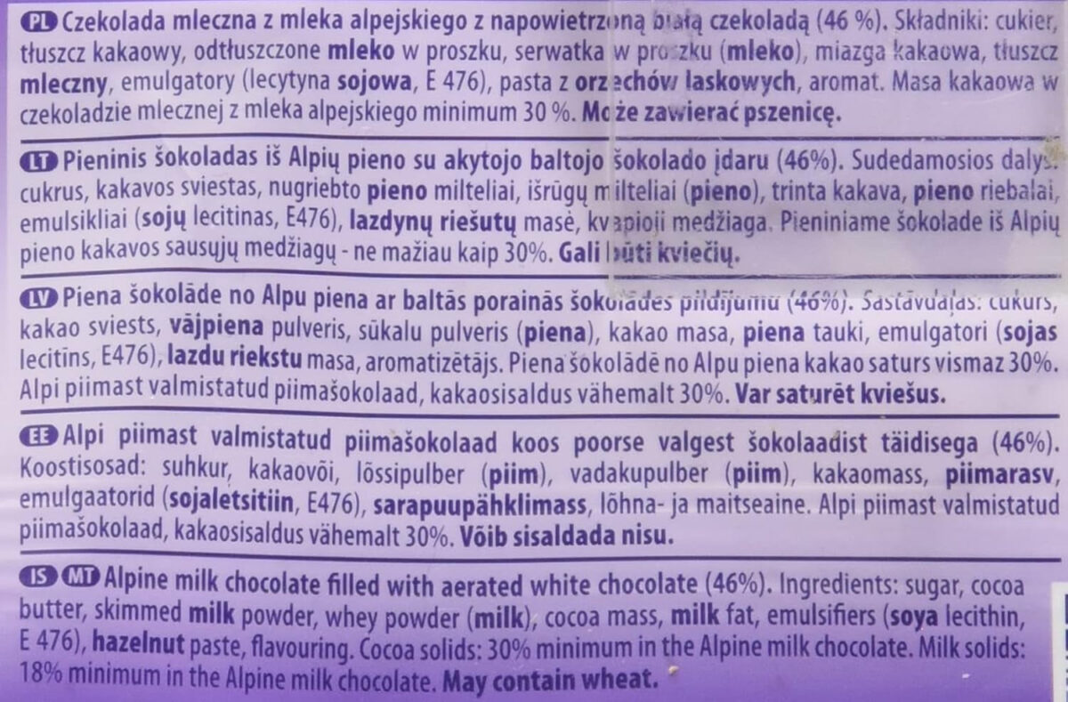 Milka Bubbly Chocolate Bar, White Chocolate Bubbly Texture with Milk Chocolate Coating, 95G